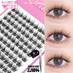 GROINNEYA Cluster Lashes Natural Eyelash extension Volume Individual Lashes Mixed Tray Lashes Cluster Natural DIY Eyelashes