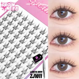 GROINNEYA Cluster Lashes Natural Eyelash extension Volume Individual Lashes Mixed Tray Lashes Cluster Natural DIY Eyelashes