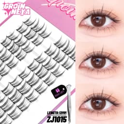 GROINNEYA Cluster Lashes Natural Eyelash extension Volume Individual Lashes Mixed Tray Lashes Cluster Natural DIY Eyelashes