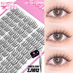 GROINNEYA Cluster Lashes Natural Eyelash extension Volume Individual Lashes Mixed Tray Lashes Cluster Natural DIY Eyelashes