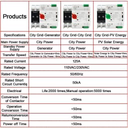 EARU ATS 2P 4P 125A AC 110V 230V Solar PV Dual Power Automatic Transfer Switch Electrical Selector Switch Uninterrupted Power