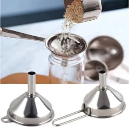 Wide Mouth Stainless Steel Funnel Spice Cooking Oil Filter Kitchen Tool Strainer with Handle Oil Spill Filter Funnel
