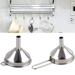 Wide Mouth Stainless Steel Funnel Spice Cooking Oil Filter Kitchen Tool Strainer with Handle Oil Spill Filter Funnel