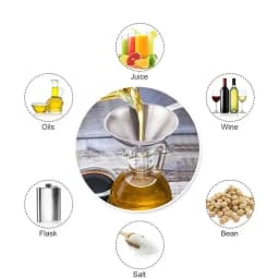 Wide Mouth Stainless Steel Funnel Spice Cooking Oil Filter Kitchen Tool Strainer with Handle Oil Spill Filter Funnel