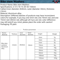 Aluminum Spacer 1-1/8" 28.6mm Bicycle Front Fork Standpipe Headset Stem Alloy Washer 50/100/150mm Height Handlebar Rise-up Adjus