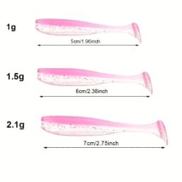 50pcs/box Fishing Lure T Tail Spinner Soft Artificial Bait Paddle Tail Soft Worm Carp Bass Freshwater Fishing Tackle Accessories