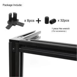 8pcs Black 3 Way End Angle Bracket Connectors For Europe Standard Aluminium Extrusion Profile 2020 Series Socket 6mm With Screws