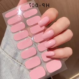 2024# New Semi-Cured Gel Nail Stickers Long-Lasting Solid Color Nail Strips UV Lamp Cured Manicure Gel Decal 16Tips