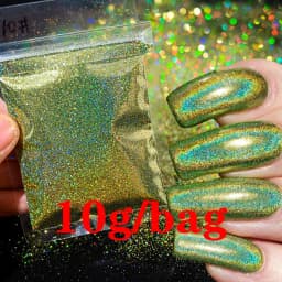 10g/50g 0.2mm Nail Art Laser Chrome Glitter Powder Sparkly Holographic Nail Pigment for Nail Gel Polish Reflective Laser Glitter