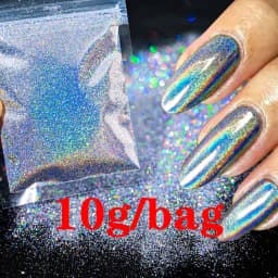 10g/50g 0.2mm Nail Art Laser Chrome Glitter Powder Sparkly Holographic Nail Pigment for Nail Gel Polish Reflective Laser Glitter