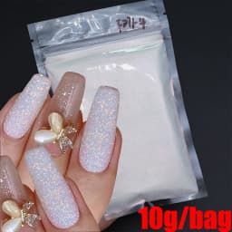 10g/50g 0.2mm Nail Art Laser Chrome Glitter Powder Sparkly Holographic Nail Pigment for Nail Gel Polish Reflective Laser Glitter