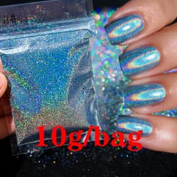 10g/50g 0.2mm Nail Art Laser Chrome Glitter Powder Sparkly Holographic Nail Pigment for Nail Gel Polish Reflective Laser Glitter