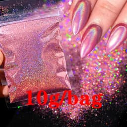 10g/50g 0.2mm Nail Art Laser Chrome Glitter Powder Sparkly Holographic Nail Pigment for Nail Gel Polish Reflective Laser Glitter