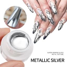 Gold Metallic Painting Nail Gel Liner Polish,3D Metal Mirror Effect Paint Drawing Nail Gel Build-in Brush Soak Off UV Chrome Gel