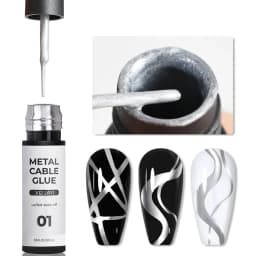 Gold Metallic Painting Nail Gel Liner Polish,3D Metal Mirror Effect Paint Drawing Nail Gel Build-in Brush Soak Off UV Chrome Gel