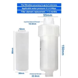 5'' PRE FILTER Water Filter Cartridge Washing Machine Filter with Adapter Bathroom Water Heater Toilet Household Purifier