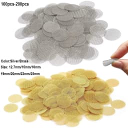 100pcs Pipe Screens, 12.7mm-25mm Filters, 100pcs Premium Stainless Steel Screens and 100pcs Brass Filters
