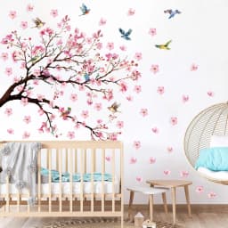 Watercolour Bird Flower Wall Stickers Living Room Decoration for Bedroom Wall Decals Kids Room Baby Nursery Home Decor Girl Gift