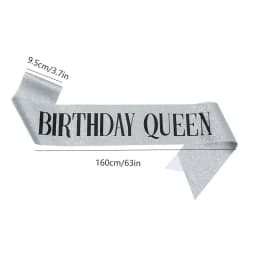 Birthday Queen Sash for Girl Women 20th 30th 40th 50th 60th Happy Birthday Party Decoration Supplies Glitter Satin Birthday Sash