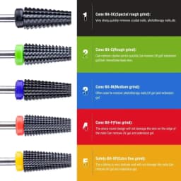 Black 5 in 1 Ceramic Nail Drill Bit For Electric Drill Machine 3/32" Shank Milling Cutter Fast Remove Acrylic Or Hard Gel