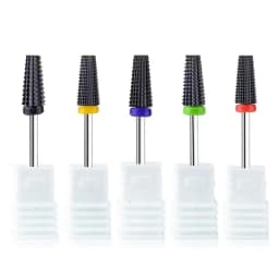 Black 5 in 1 Ceramic Nail Drill Bit For Electric Drill Machine 3/32" Shank Milling Cutter Fast Remove Acrylic Or Hard Gel