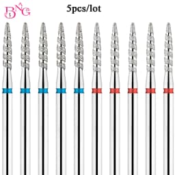 5Pcs/lot Diamond Nail Bits Tornado Flame Cuticle Drill Bit Pro Russian Electric File Bits for Nail Manicure and Pedicure 3/32''