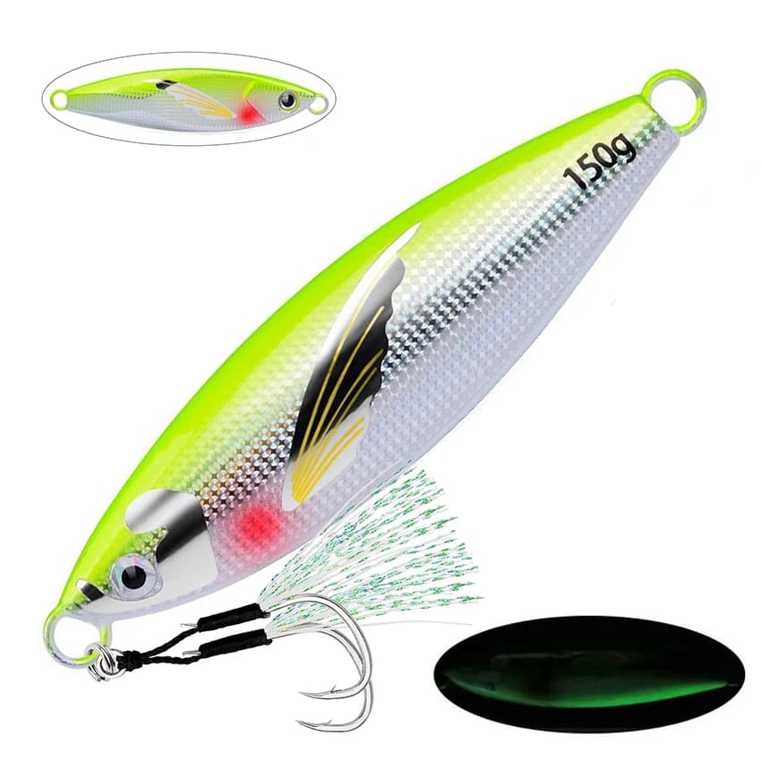 1pc 30g-120g Micro Slow Sink Quality Metal Jigging Fishing Lure Dubstep With Wing Skin Tuna Bass Spoon Jig Sea Boat Lure