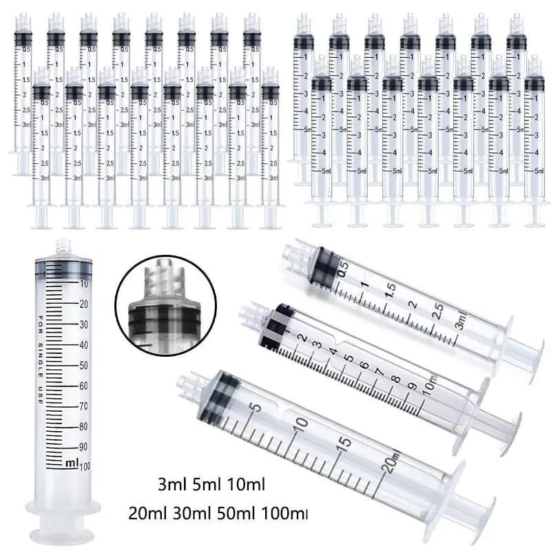 1/5/10pcs Luer Lock Syringes 3ml 5ml 10ml 20ml 30ml 50ml 100ml Plastic Syringe Hydroponics Nutrient Syringe Tools Sampler
