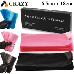 200/100/50pcs Big Size Tattoo Pen Bags Tattoo Pen Machine Sleeve Covers Black/Blue/Pink Clip Cord Sleeves Tattoo Accessories