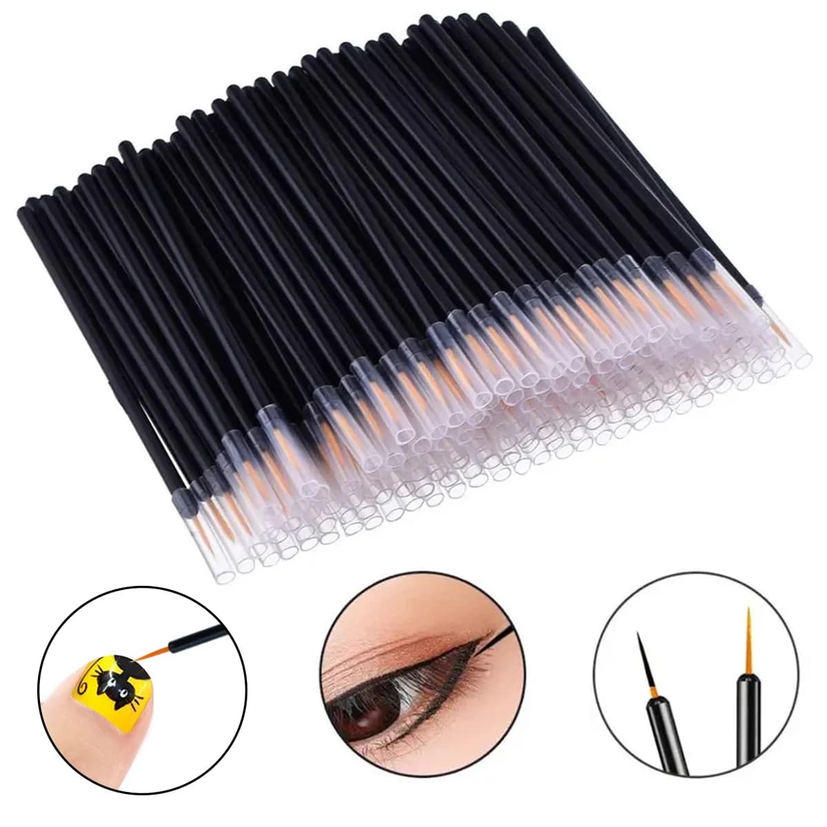 50pcs Disposable Nail Art Brush Eyeliner Eyeline Makeup Tools Manicure Painting Pen Tool Brushes