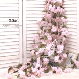 Artificial Sakura Flowers Vine Hanging Fake Floral Garland Home Garden Wedding Arch Party Cherry Blossom Wall Decor Arrangement
