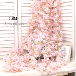 Artificial Sakura Flowers Vine Hanging Fake Floral Garland Home Garden Wedding Arch Party Cherry Blossom Wall Decor Arrangement
