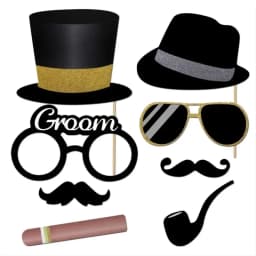 52 pieces of gold powder wedding photography props, wedding gifts, party decorations, paper beard decorations
