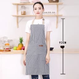 White Black Striped Man Woman Home Restaurant Kitchen Baking Nail Bib Oil Repellent Work Apron 2 Pockets Adjustable Clean Apron