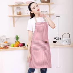 White Black Striped Man Woman Home Restaurant Kitchen Baking Nail Bib Oil Repellent Work Apron 2 Pockets Adjustable Clean Apron