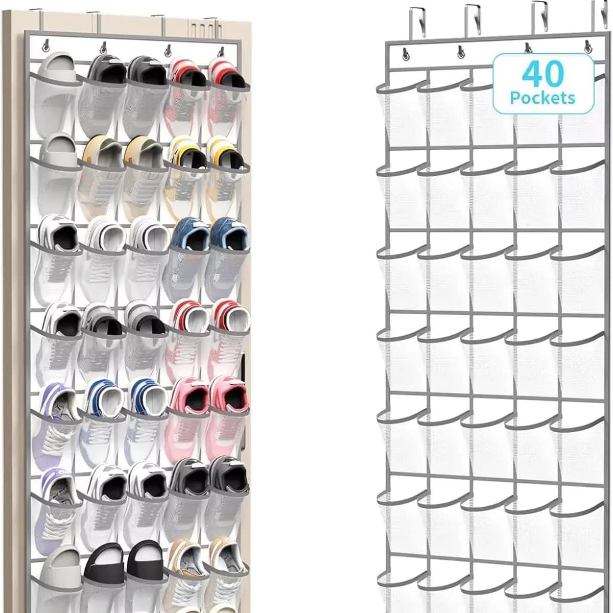 40/35/28 Pockets Shoes Organizer Rack Hanging Organizer Space Saver Hanging Over The Door Behind Closet Organizer Storage Hanger