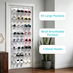 40/35/28 Pockets Shoes Organizer Rack Hanging Organizer Space Saver Hanging Over The Door Behind Closet Organizer Storage Hanger