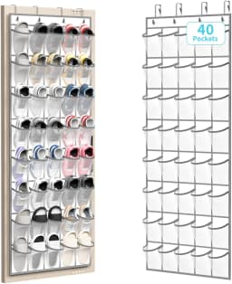 40/35/28 Pockets Shoes Organizer Rack Hanging Organizer Space Saver Hanging Over The Door Behind Closet Organizer Storage Hanger