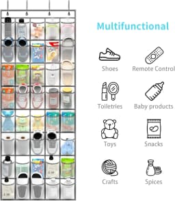 40/35/28 Pockets Shoes Organizer Rack Hanging Organizer Space Saver Hanging Over The Door Behind Closet Organizer Storage Hanger