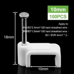 100PCS Flat Nail Clip Cable Clips  4mm/6mm/7mm/8mm/9mm/10mm/12mm/14mm Wire Management Electrical Cord Tie Holder Cable Clips
