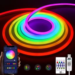 5M/16.4FT USB LED Light Neon Strip WS2812B RGBIC DC5V Rope Lights Neon Tape Chasing Effect Room Wall Decor Neon Sign