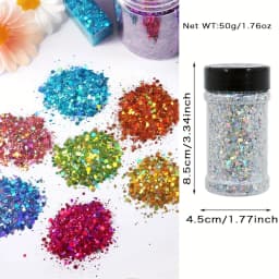 Holographic Chunky Glitter Sequins, 50g, Mixed Size Laser Sparkle Flakes For DIY Nail Hair Skin,Music Festival
