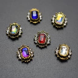 10pcs Retro Alloy Red Green Crystal Bright Strass Glitter Rhinestone Nail Art Decorations DIY 3D Jewelry Stone Supply Charms