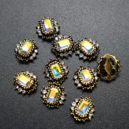 10pcs Retro Alloy Red Green Crystal Bright Strass Glitter Rhinestone Nail Art Decorations DIY 3D Jewelry Stone Supply Charms