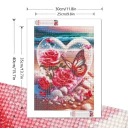 Butterfly Diamond Mosaic Rose Full Round Diamond Painting Seaside Heart Handicrafts 30x40cm