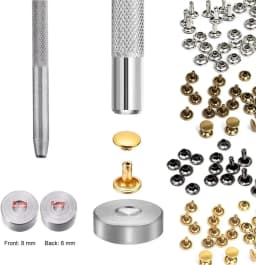 Metal Double Cap Rivets Studs Round Rivet for DIY Leather Craft Bag Belt Clothing Garment Shoes Pet Collar Fixing Tools