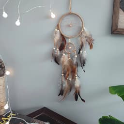 1 Pc Indian Dream Catcher with Brown Feathers - Wall Hanging Dream Catcher Bedroom Accessories - Wind Chime Dream Catcher