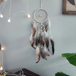 1 Pc Indian Dream Catcher with Brown Feathers - Wall Hanging Dream Catcher Bedroom Accessories - Wind Chime Dream Catcher