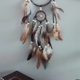 1 Pc Indian Dream Catcher with Brown Feathers - Wall Hanging Dream Catcher Bedroom Accessories - Wind Chime Dream Catcher