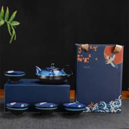Ceramic Tea Pot and Cup Set Teaware Kung Fu Tea Set Jun Kiln Change Teapot and Tea Cup Alluvial Gold Chinese Tea Set Cup